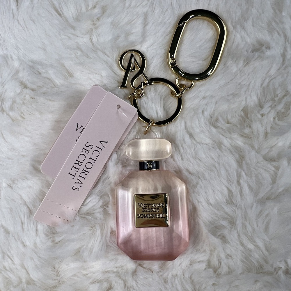Victoria's Secret Bombshell Bottle Bag Charm Keychain Pink Gold NWT Gift